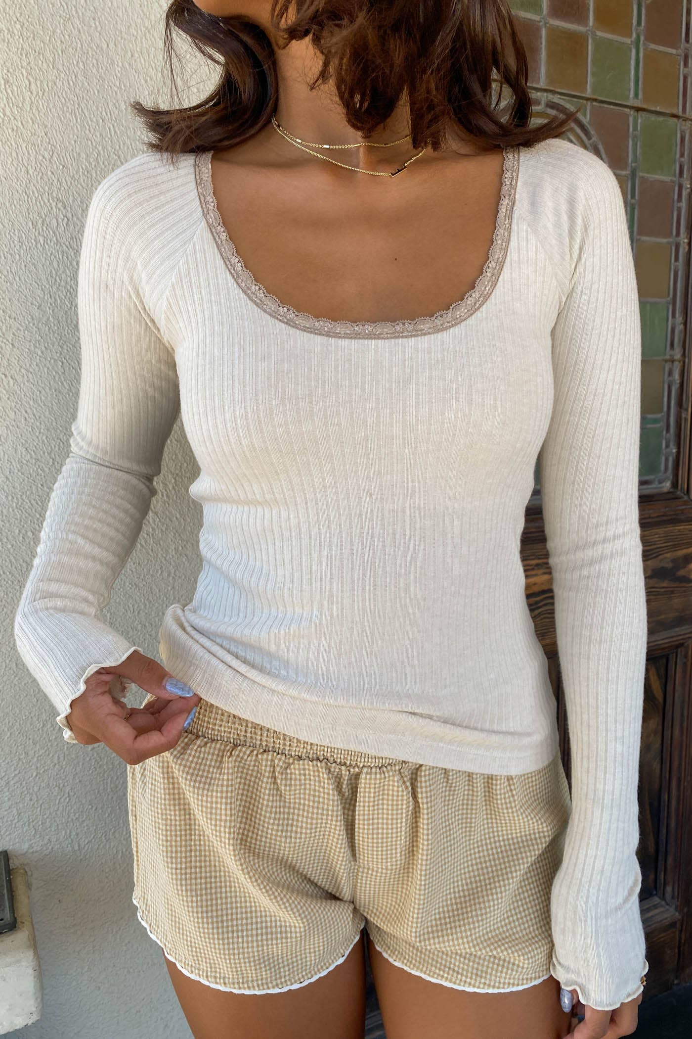 Built-In Lace Long Sleeve Top