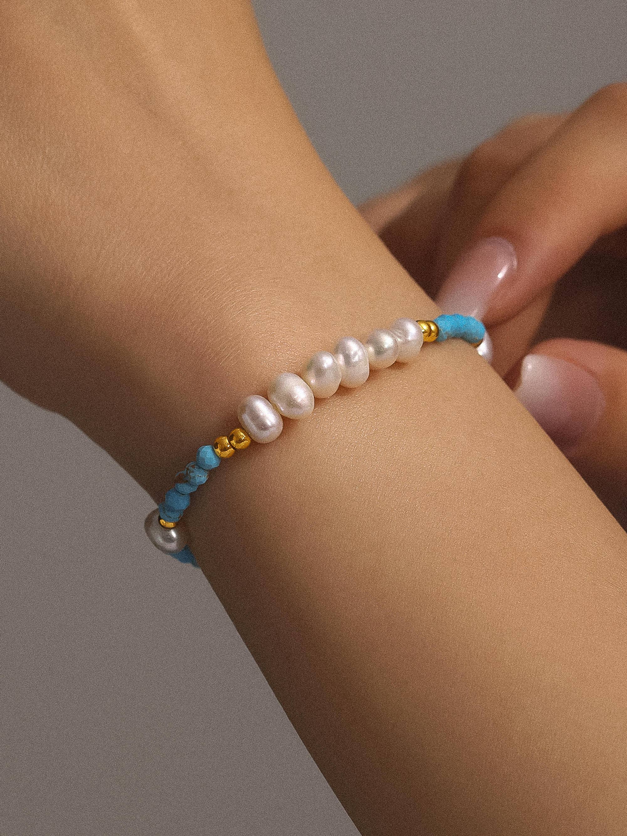 Clément 18K Gold Non-Tarnish Boho Pearl Beaded Bracelet