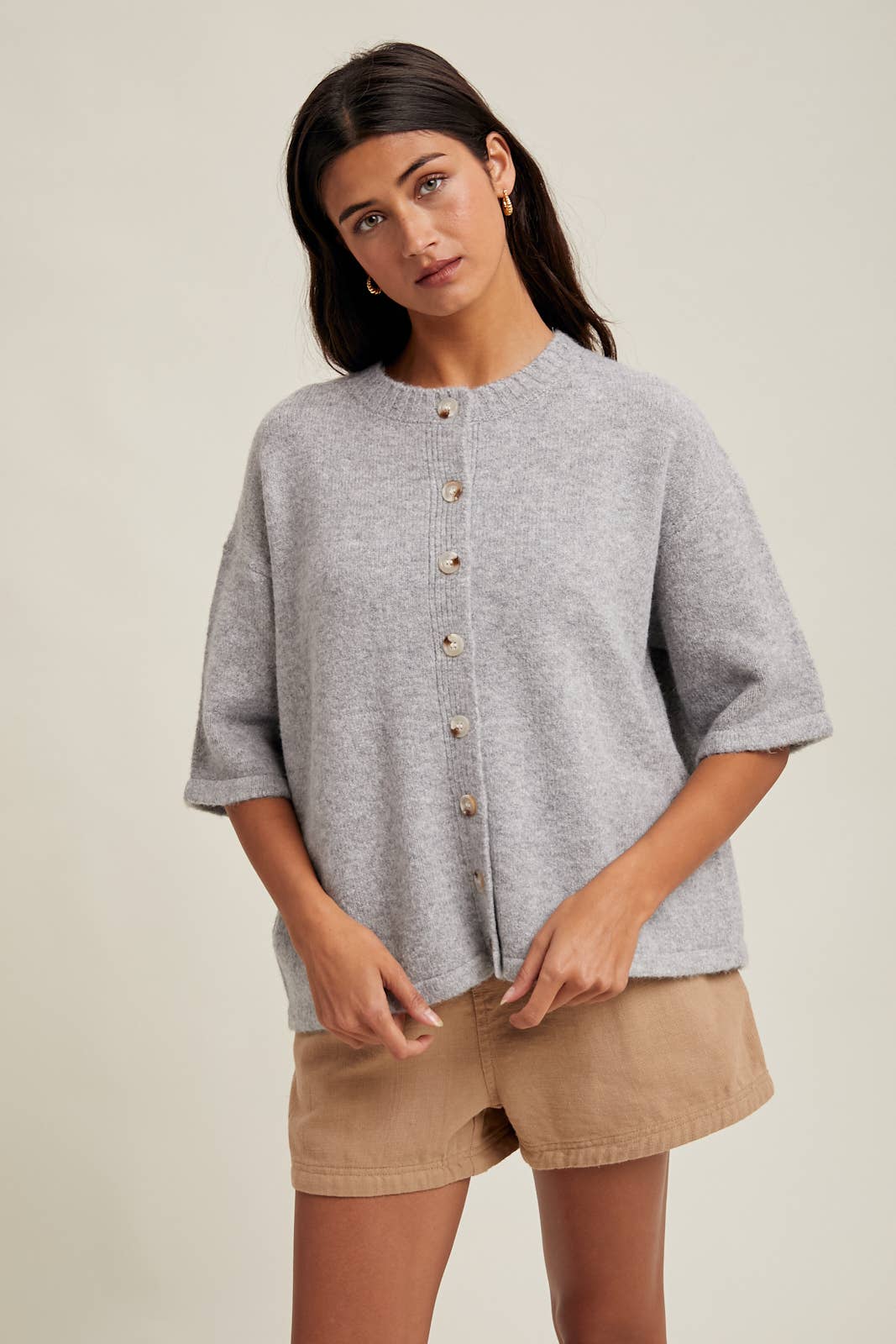 Teddy Brushed Short Sleeve Sweater