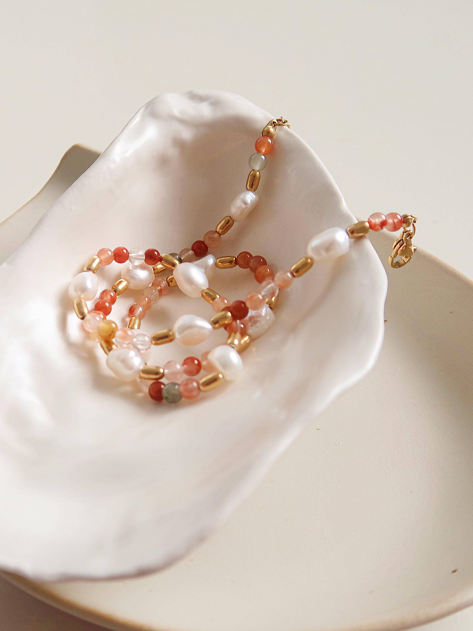 18K Non-Tarnish Bohemian Stone and Bead Bracelet