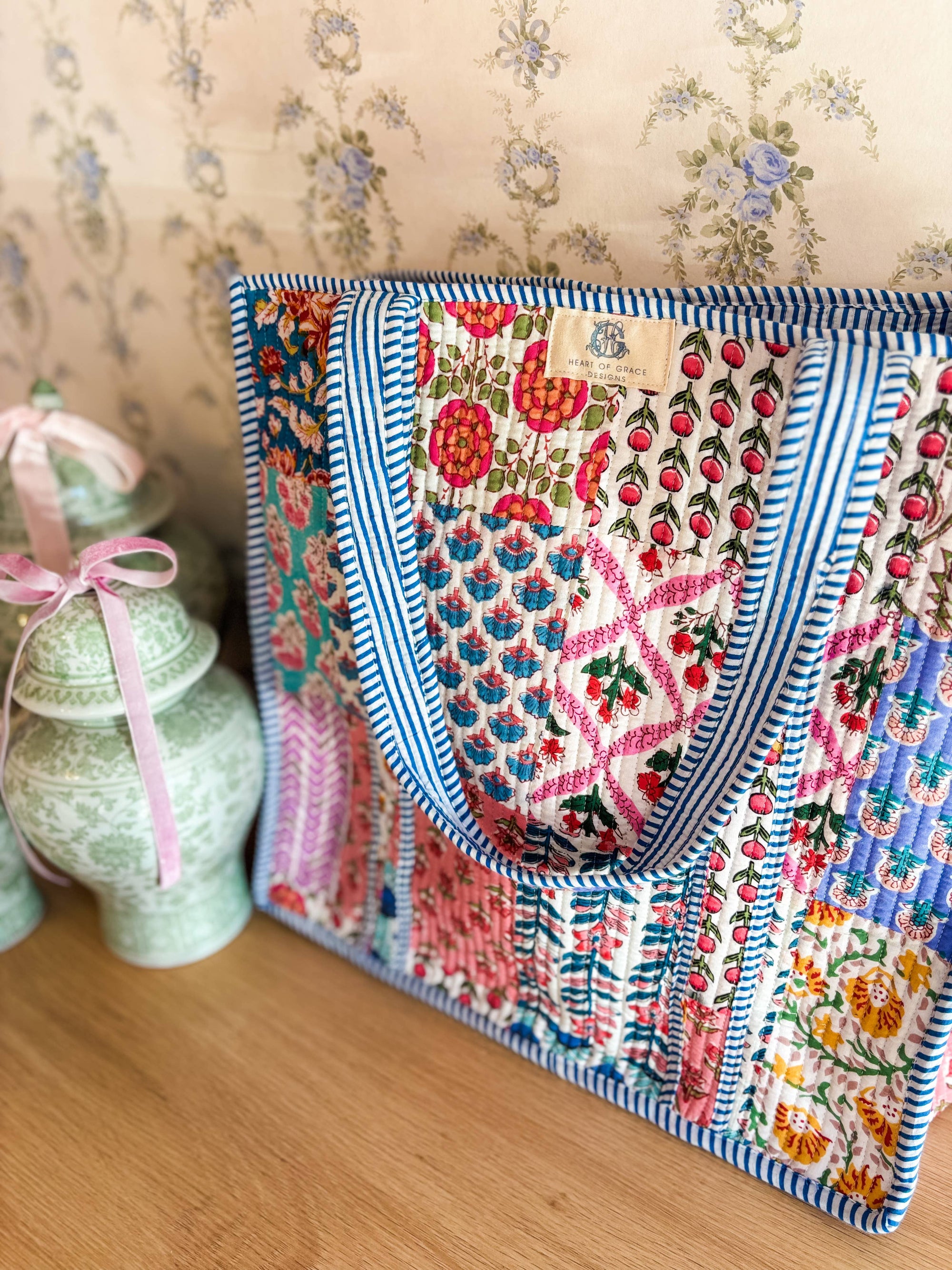 Wildflower Quilted Tote Bag