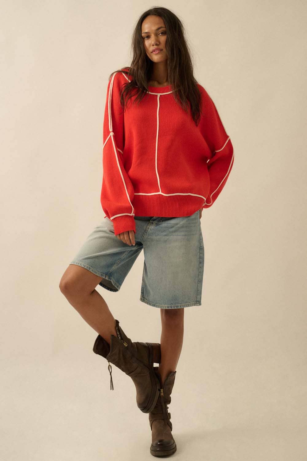 Scarlet Seam Oversized Sweater