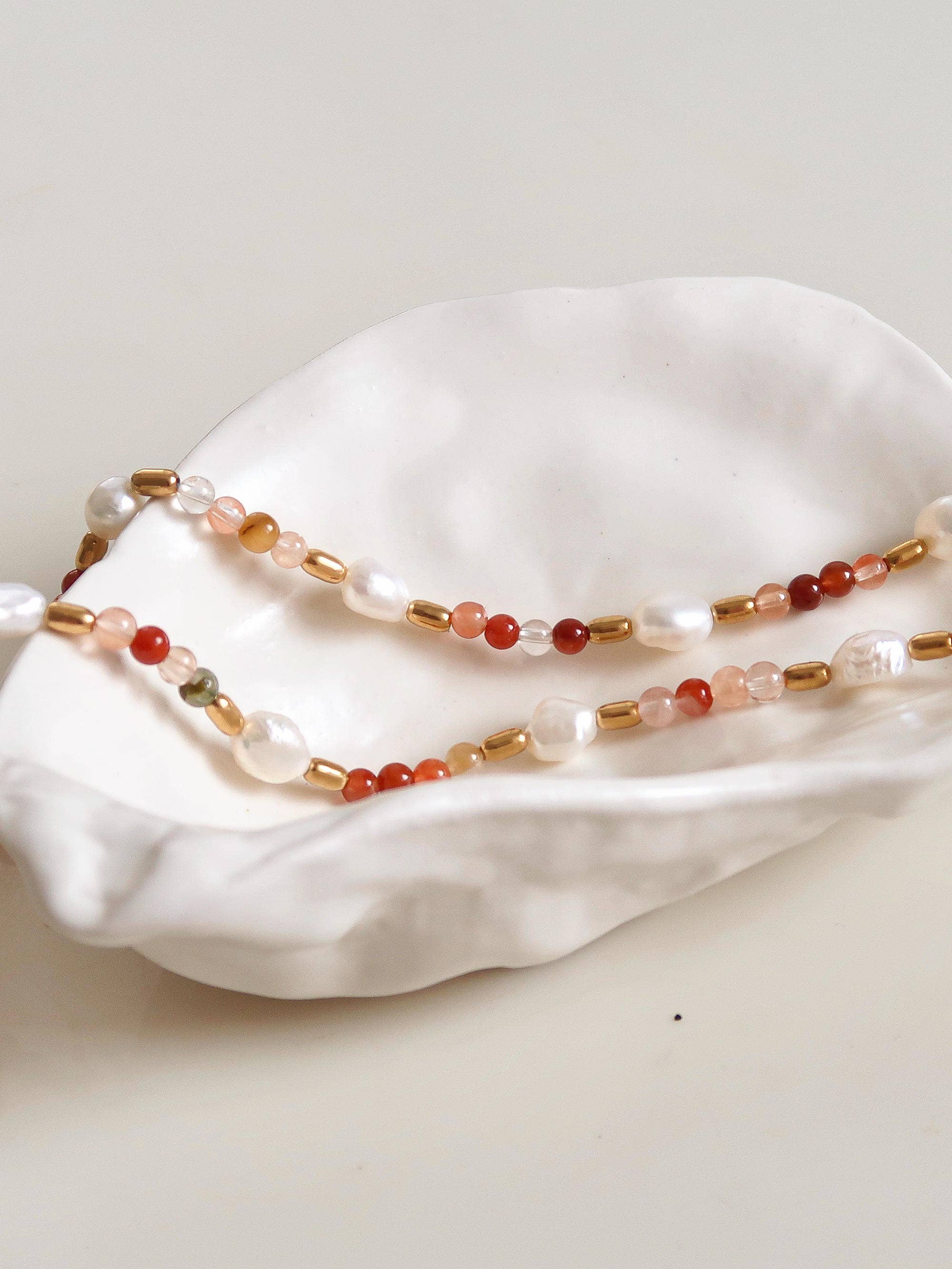 18K Non-Tarnish Bohemian Stone and Bead Bracelet