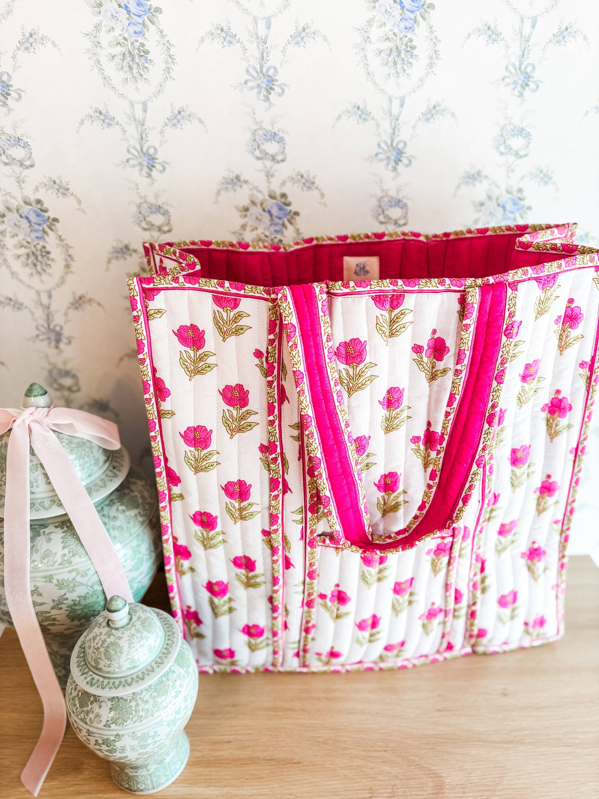 Magnolia Quilted Tote Bag