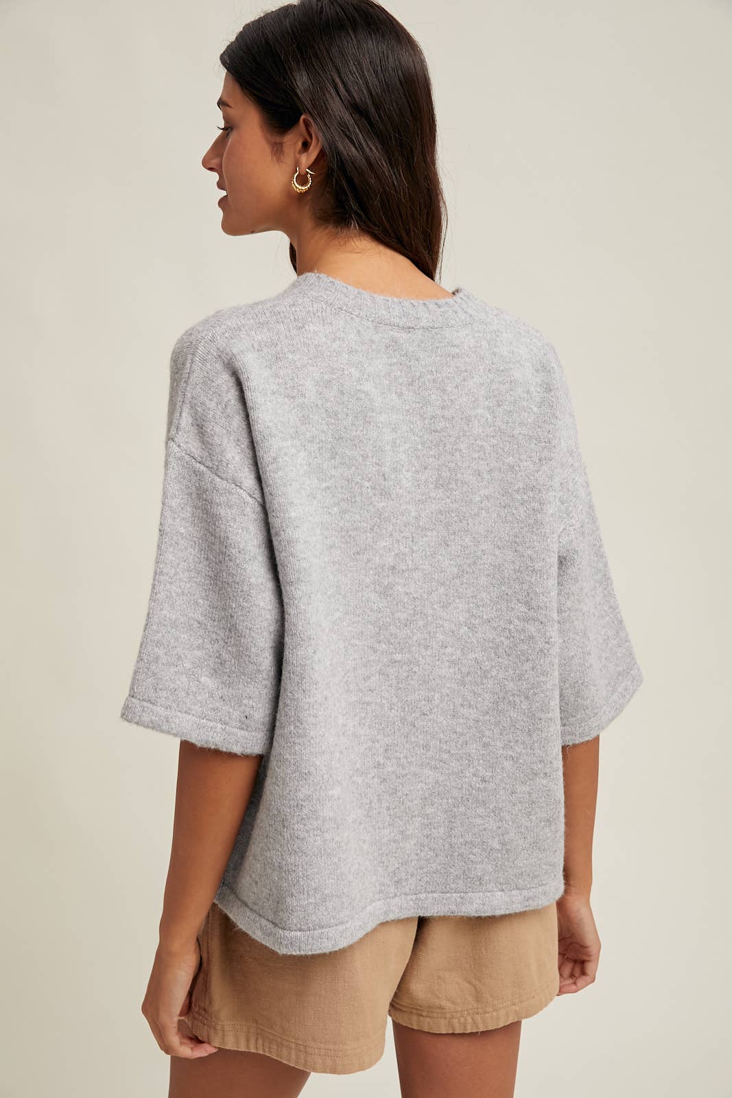Teddy Brushed Short Sleeve Sweater