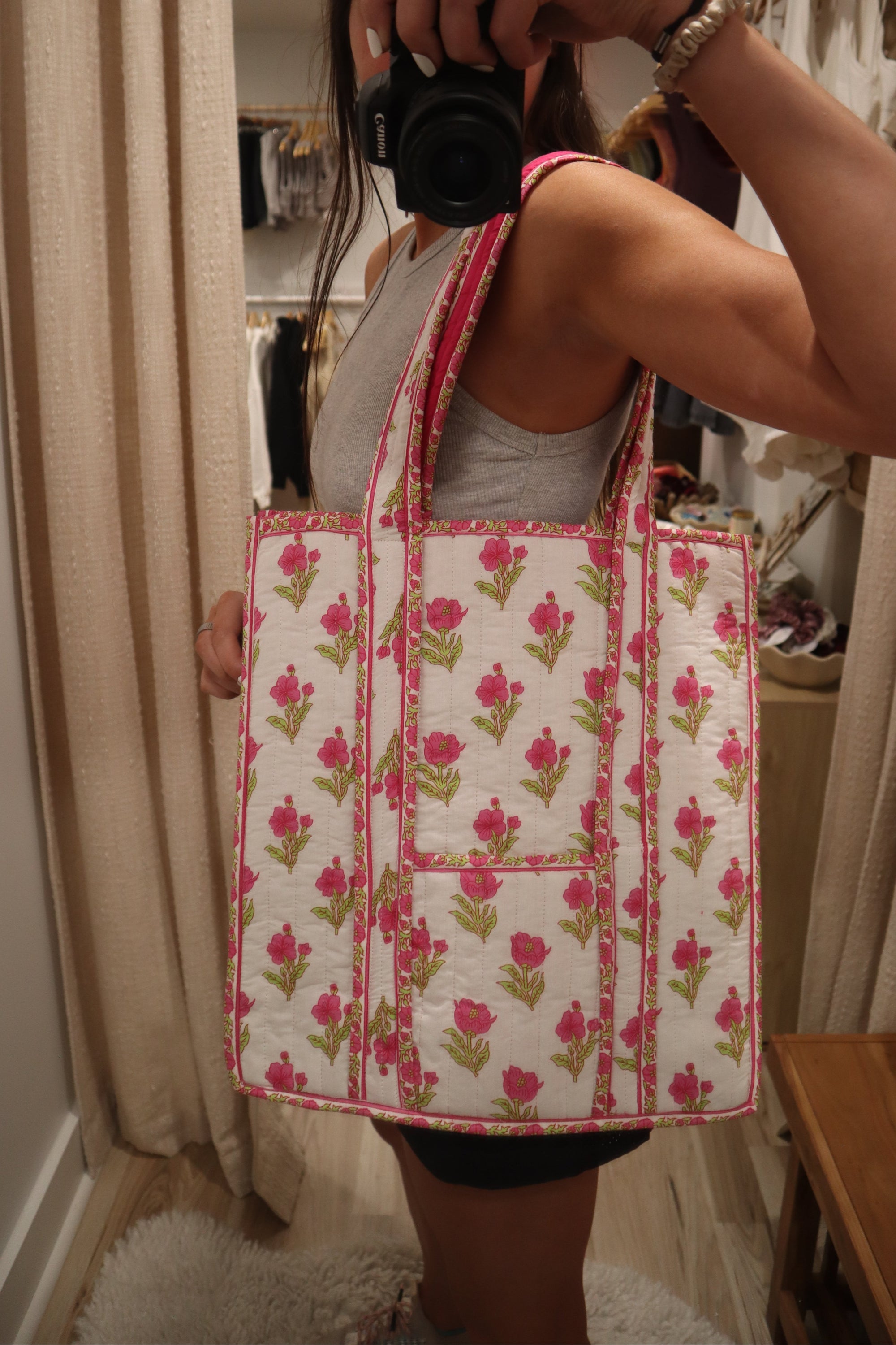 Magnolia Quilted Tote Bag