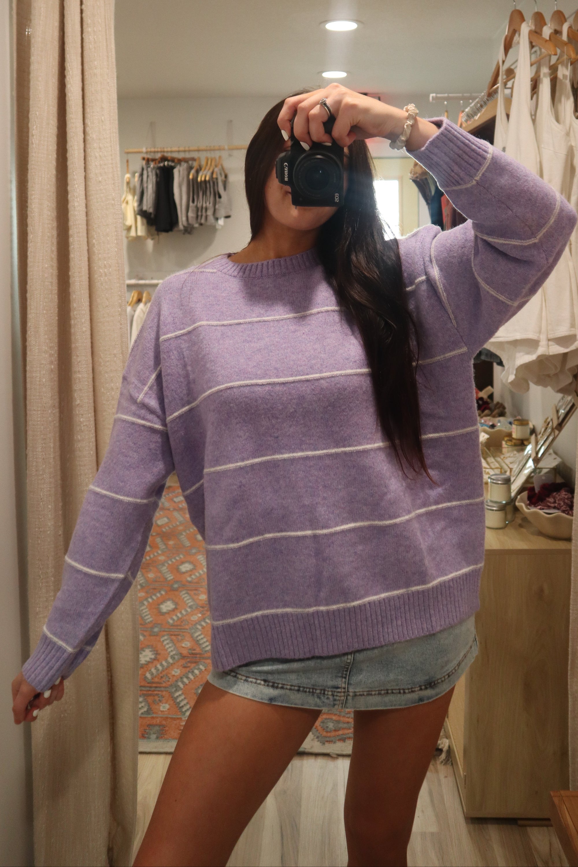 Lavender Dreams Striped Sweater