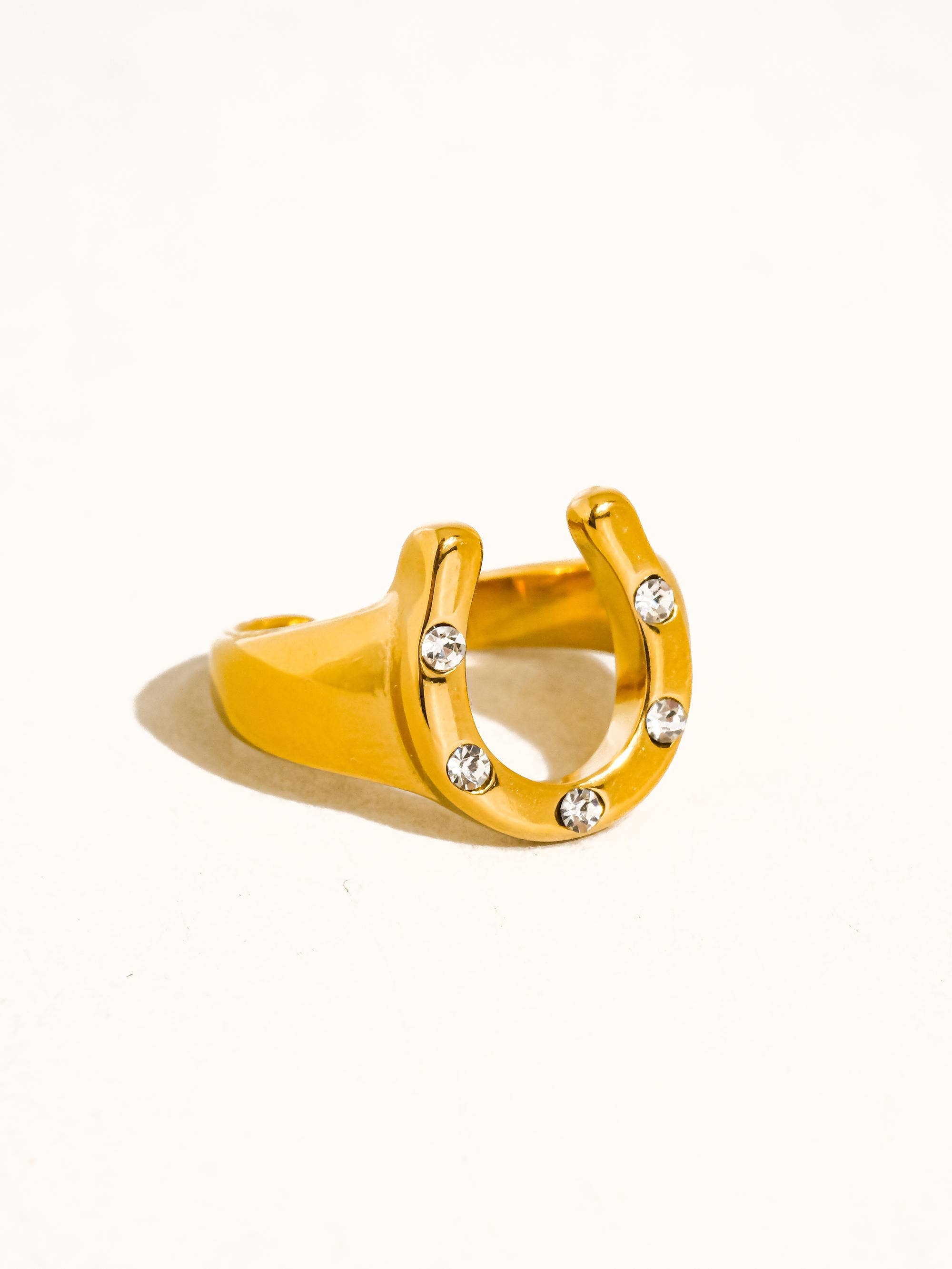 Horseshoe Ring 18K Gold Non-Tarnish CZ