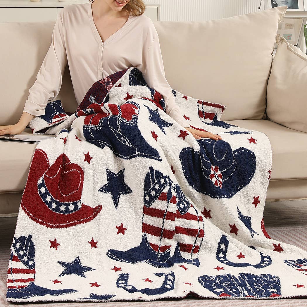 US Cowboy Boot Throw Blanket
