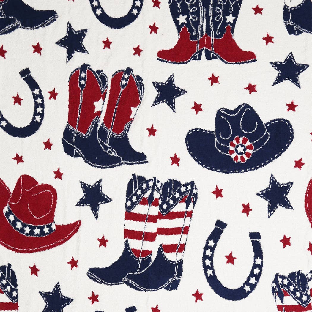 US Cowboy Boot Throw Blanket