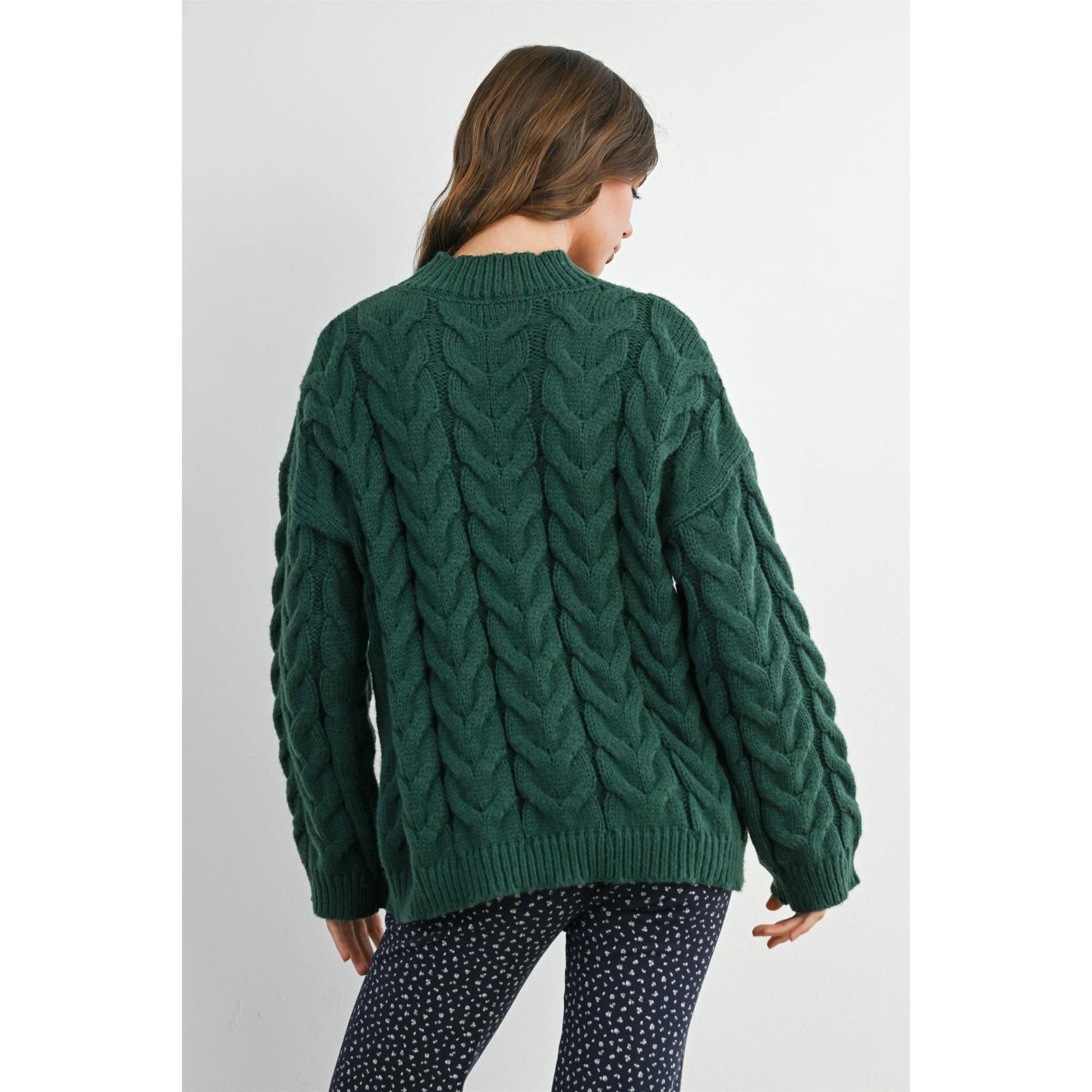 Cable-Knit Long Sleeve Sweater