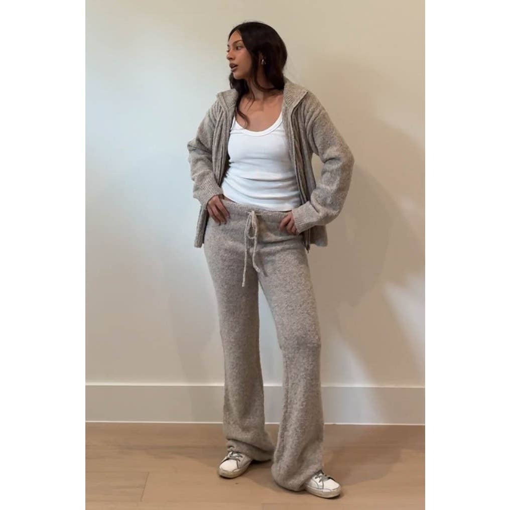 Boucle Knit Two-Way Zip Up Jacket