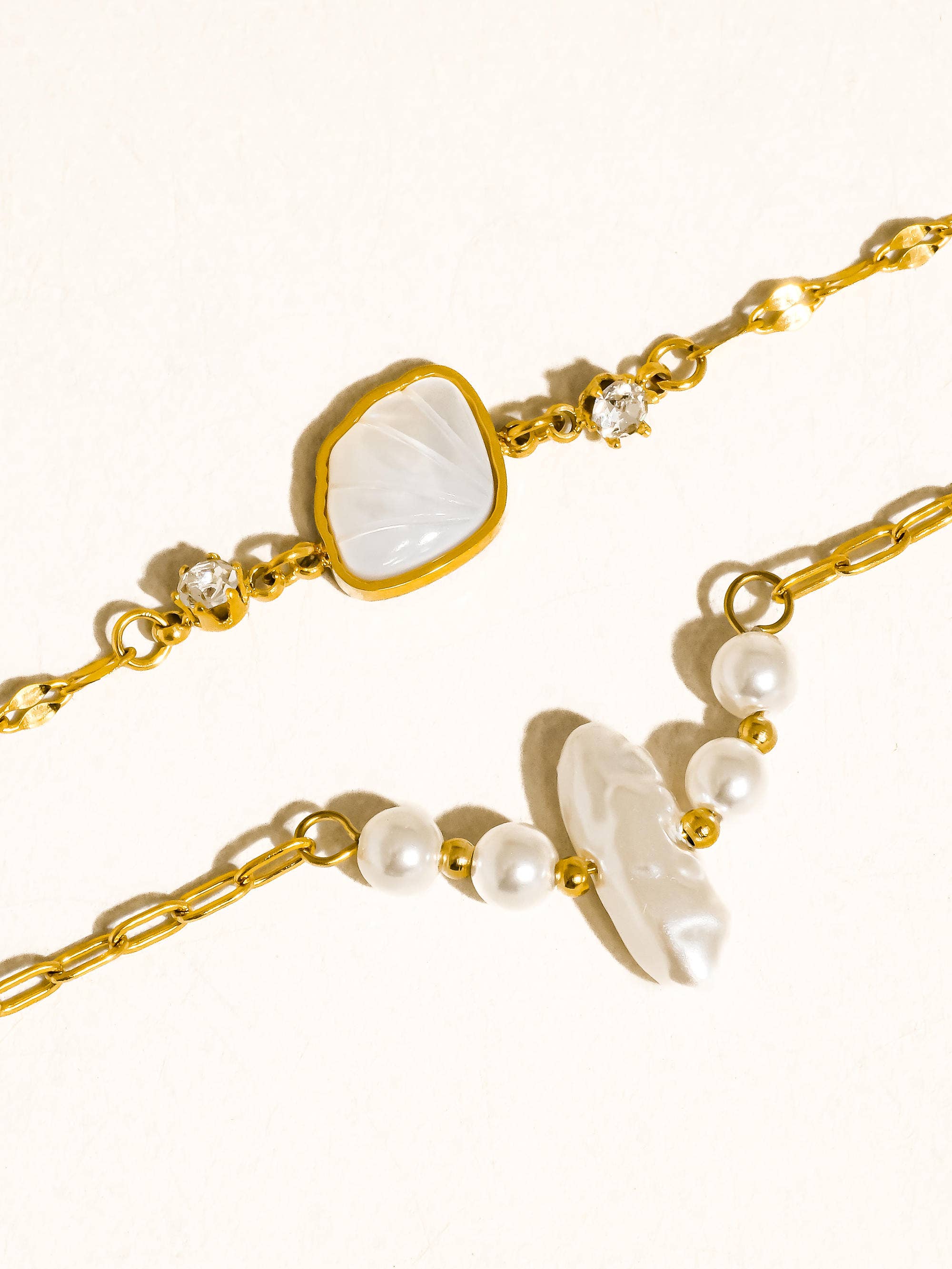 Pearl 18K Gold Non-Tarnish Chain Bracelet