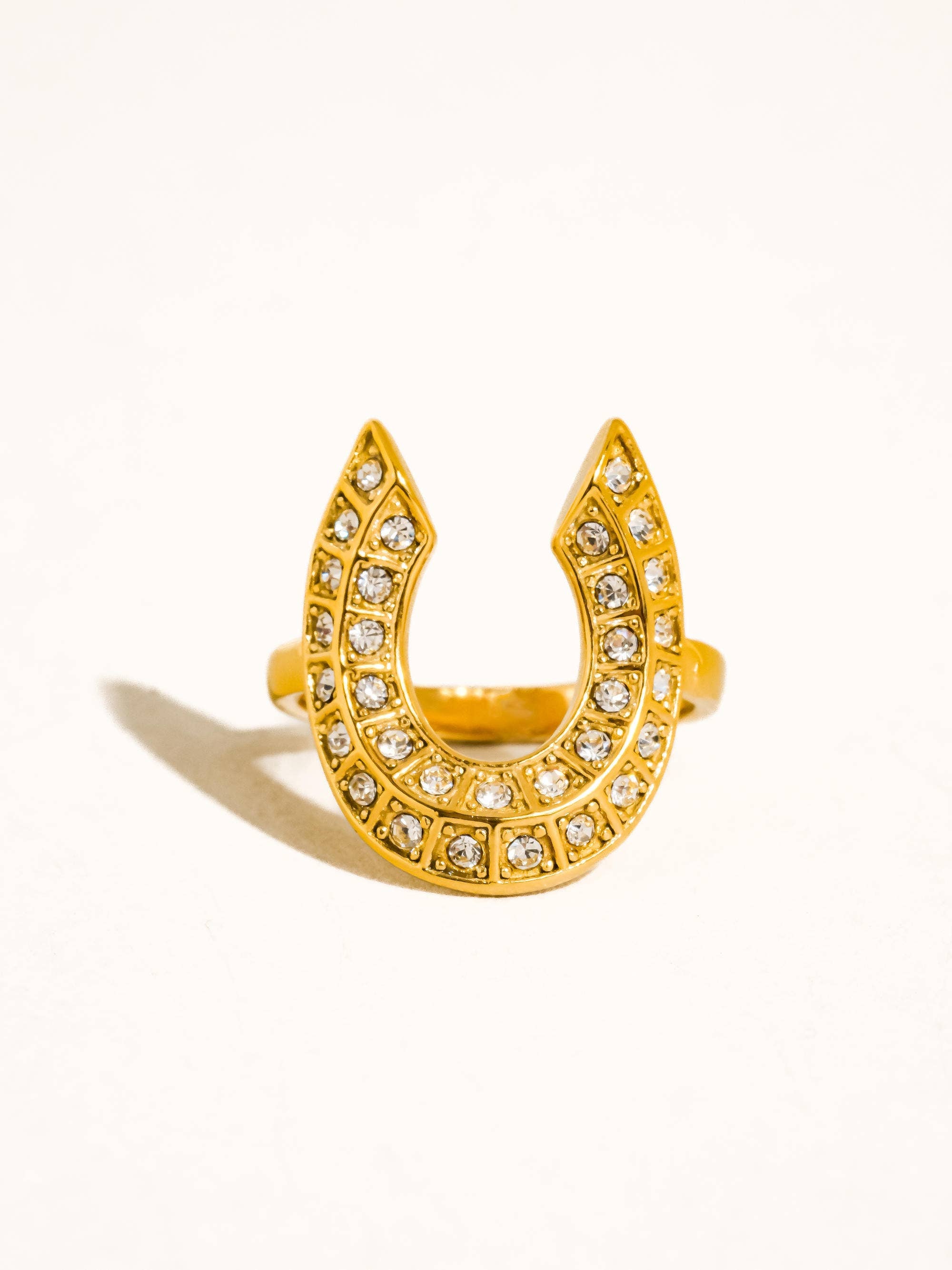 Horseshoe Ring 18K Gold Non-Tarnish CZ
