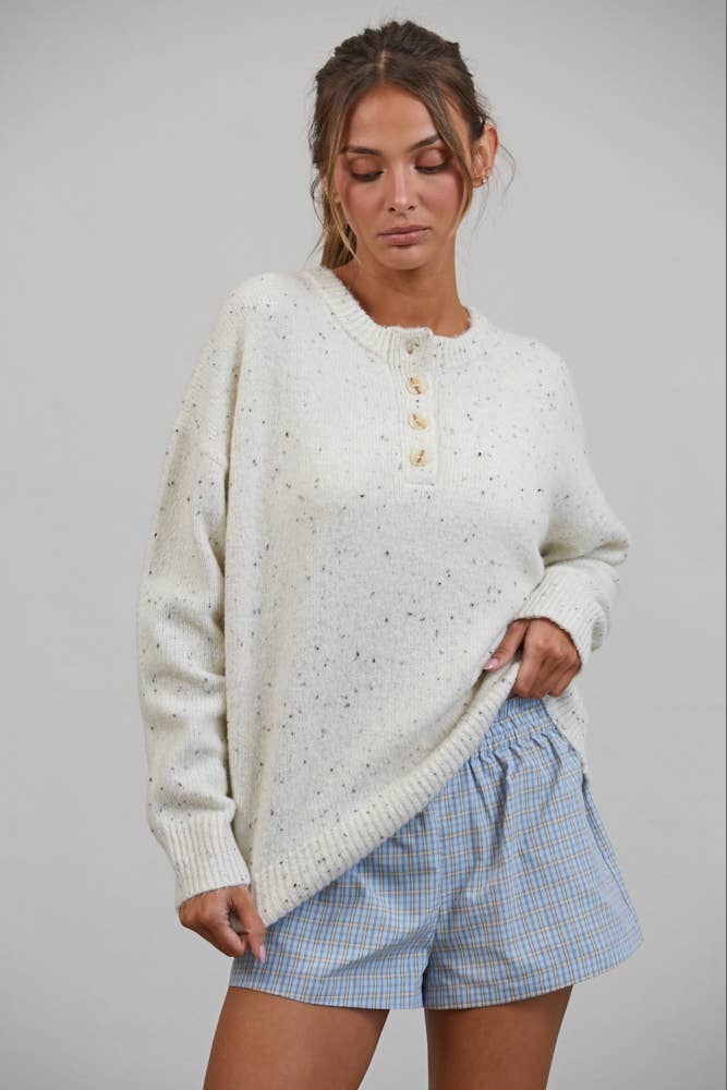 Oreo Honey Slouchy Henley Sweater