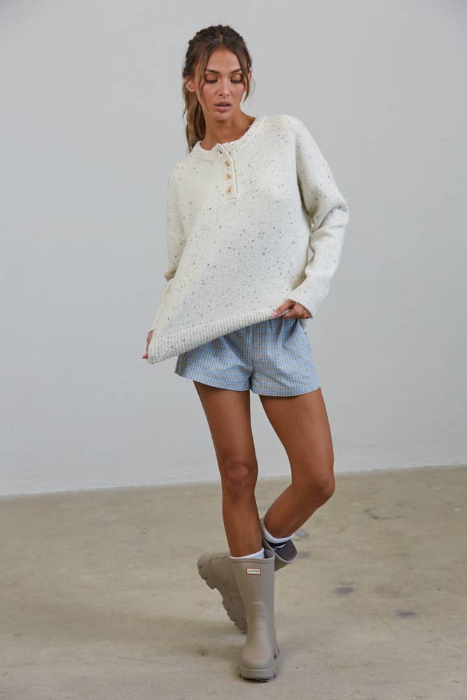 Oreo Honey Slouchy Henley Sweater