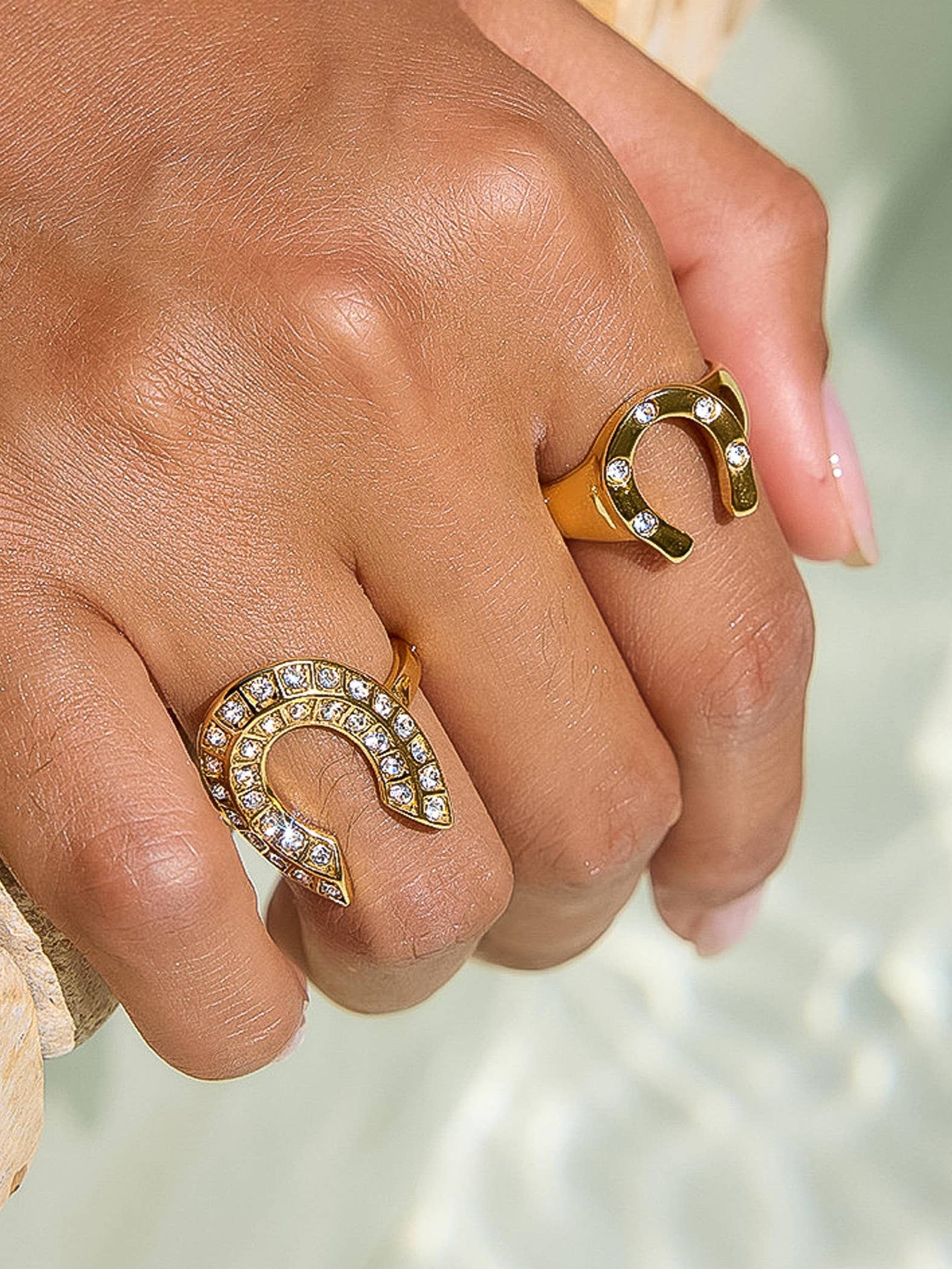 Horseshoe Ring 18K Gold Non-Tarnish CZ
