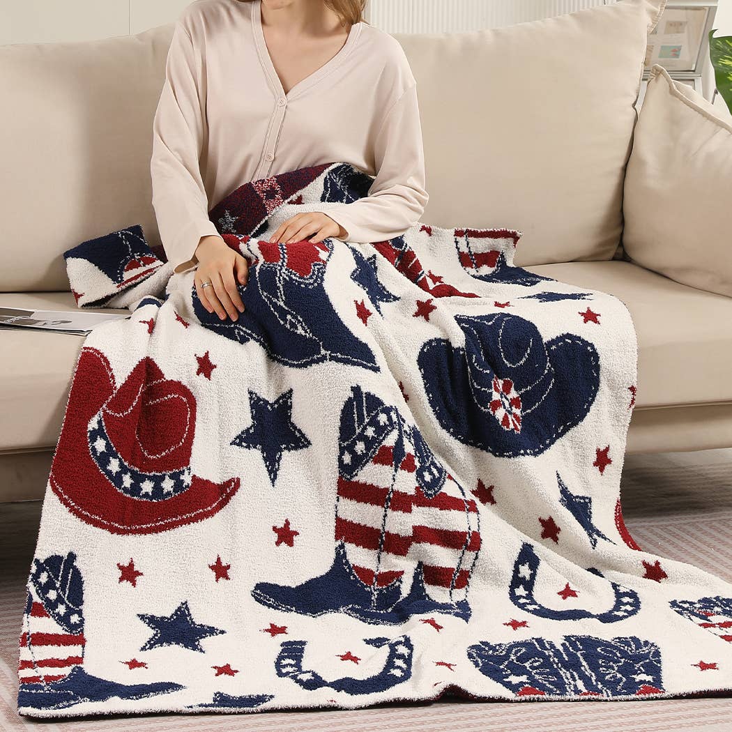 US Cowboy Boot Throw Blanket