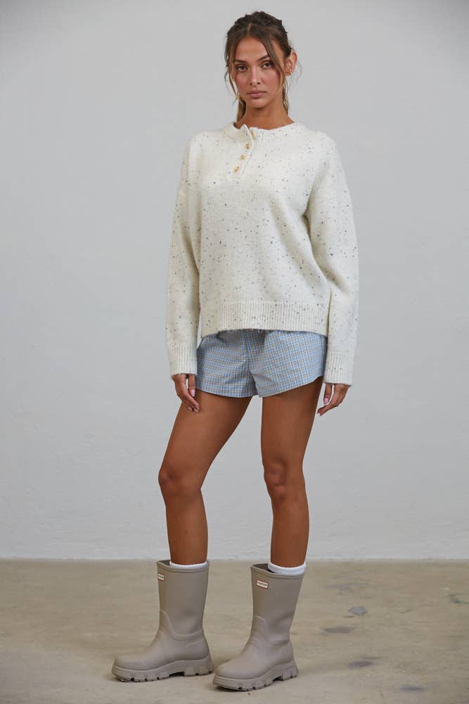 Oreo Honey Slouchy Henley Sweater