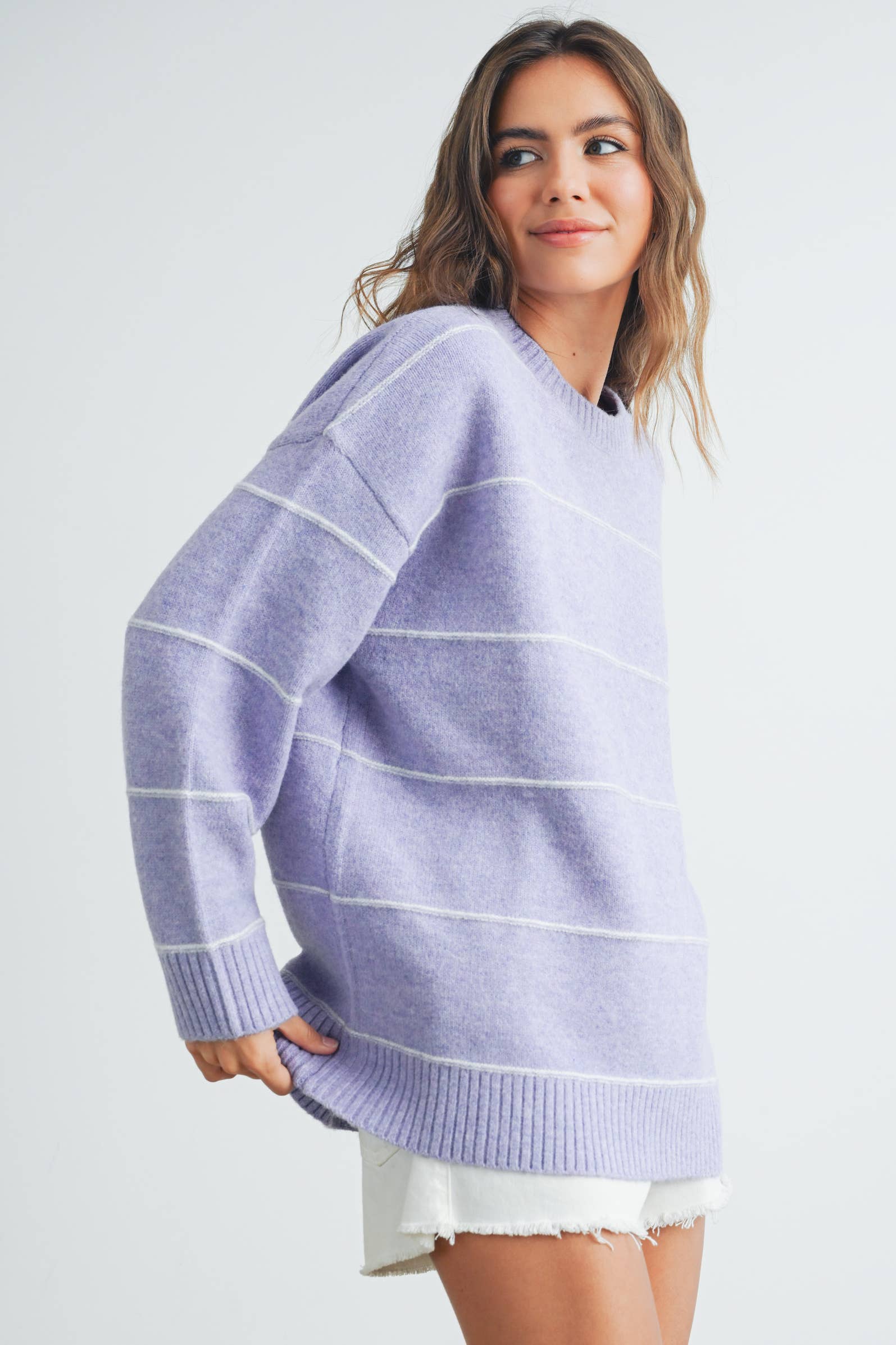 Lavender Dreams Striped Sweater