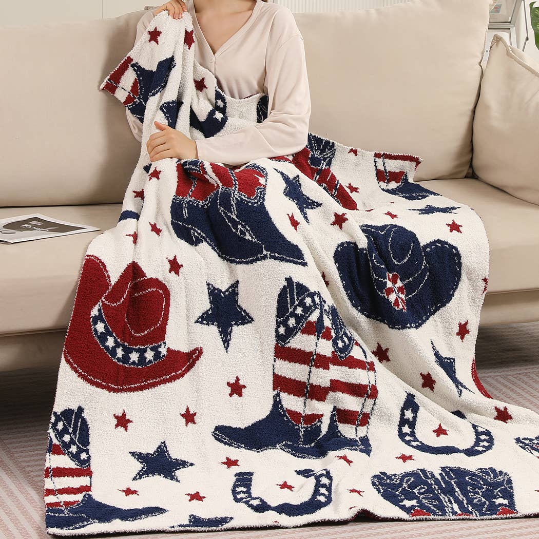 US Cowboy Boot Throw Blanket