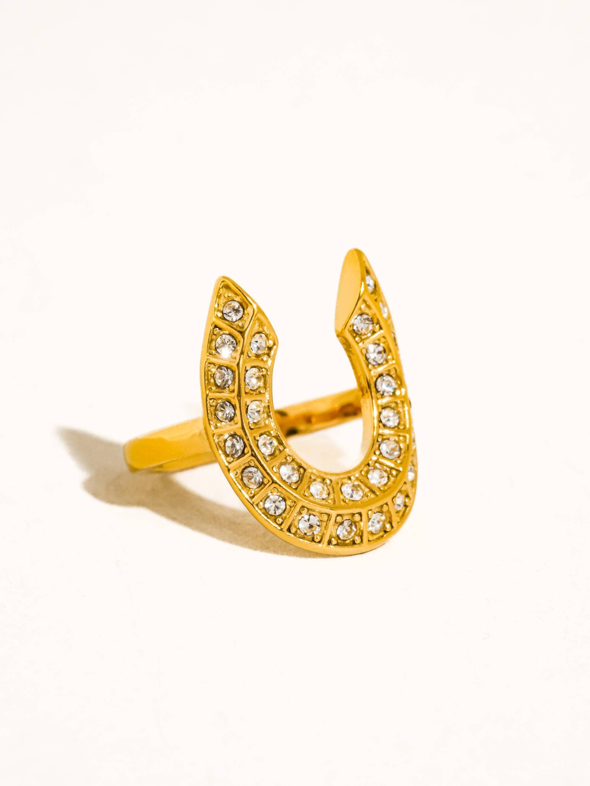 Horseshoe Ring 18K Gold Non-Tarnish CZ