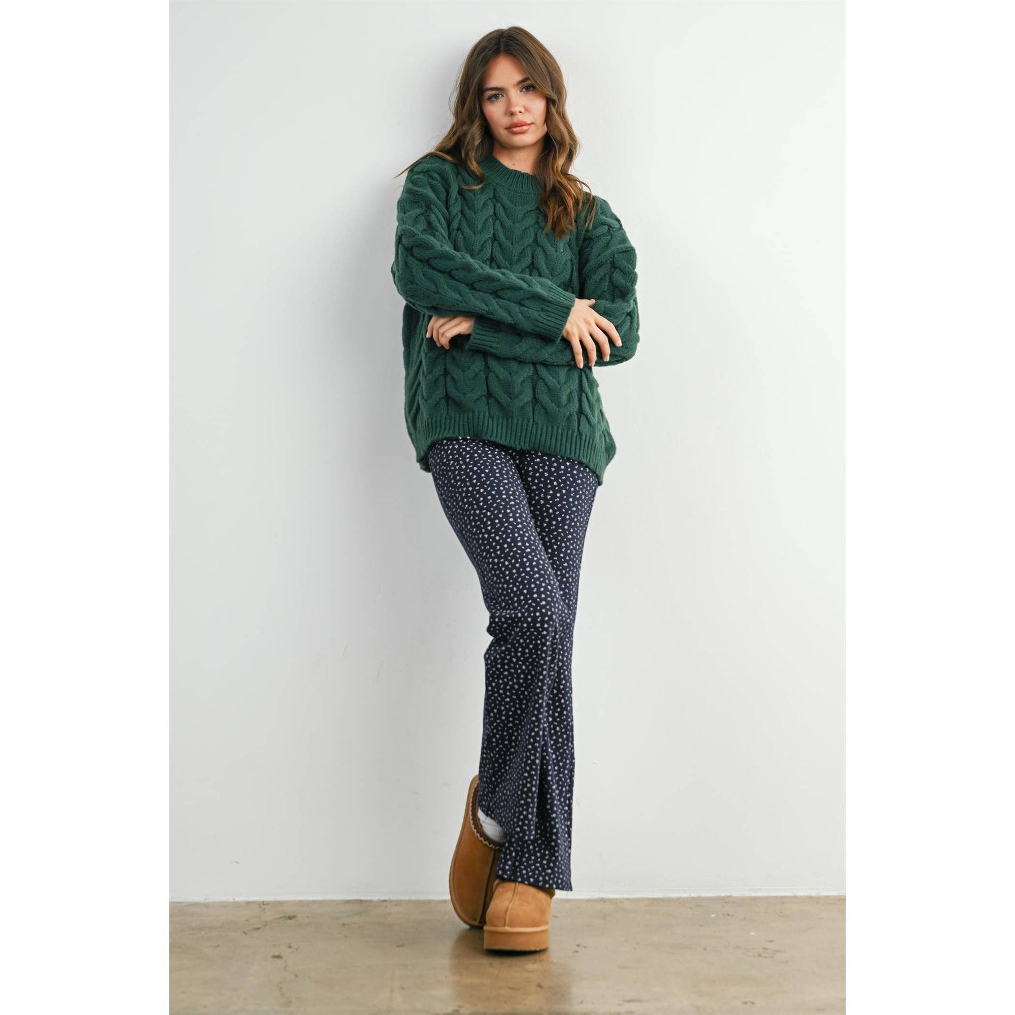 Cable-Knit Long Sleeve Sweater