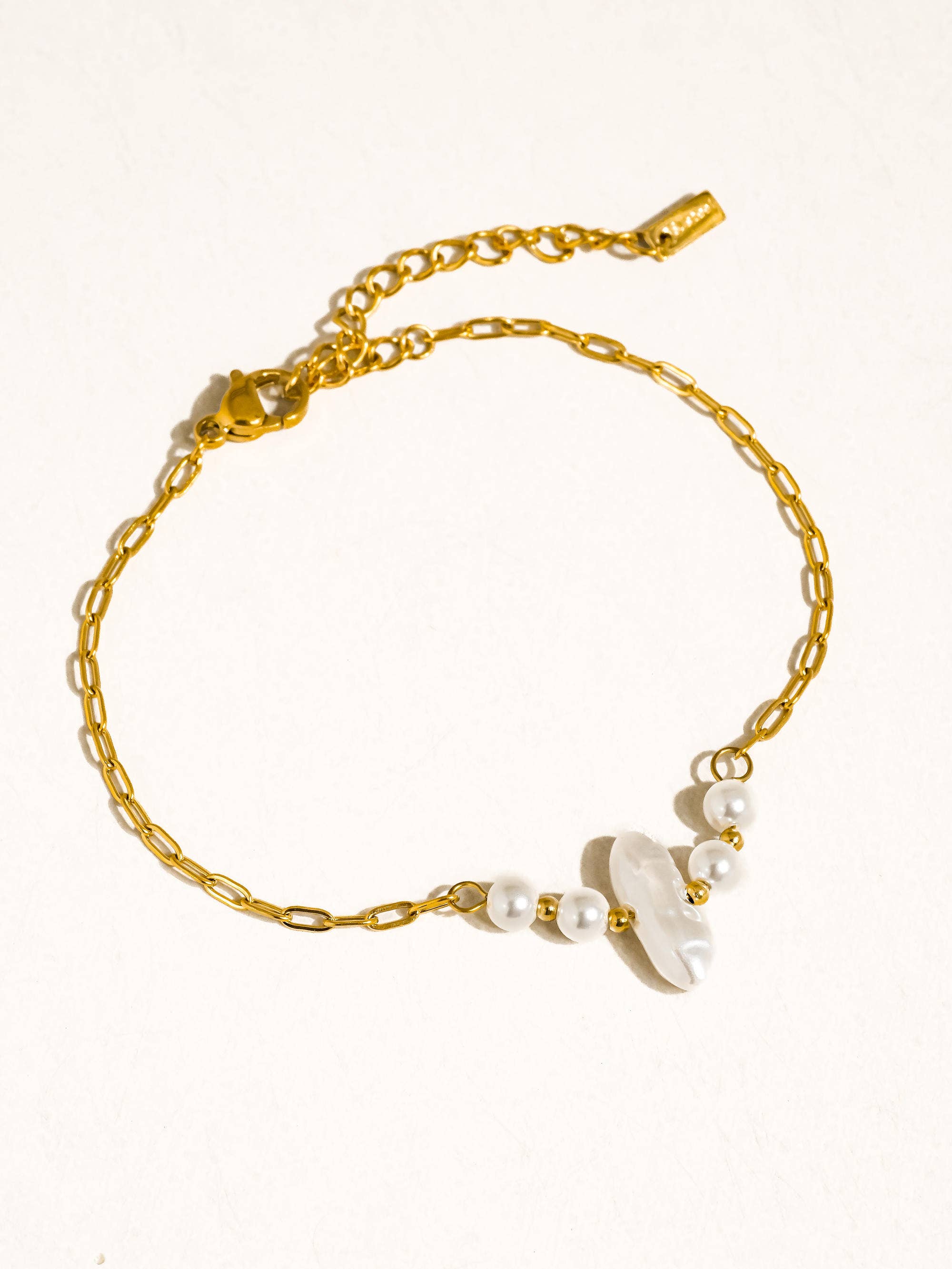 Pearl 18K Gold Non-Tarnish Chain Bracelet