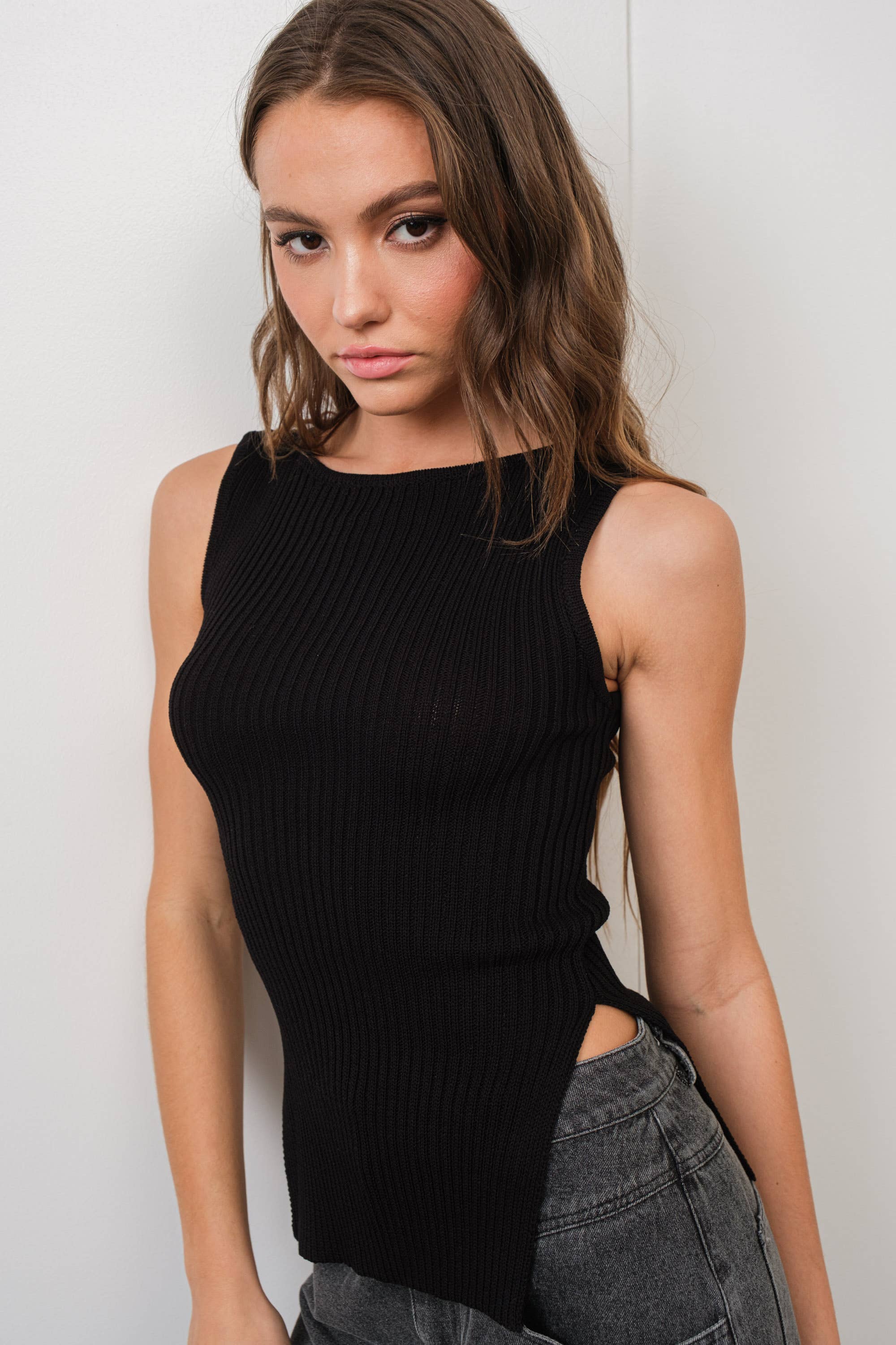 Upscale Longline Ribbed Tank