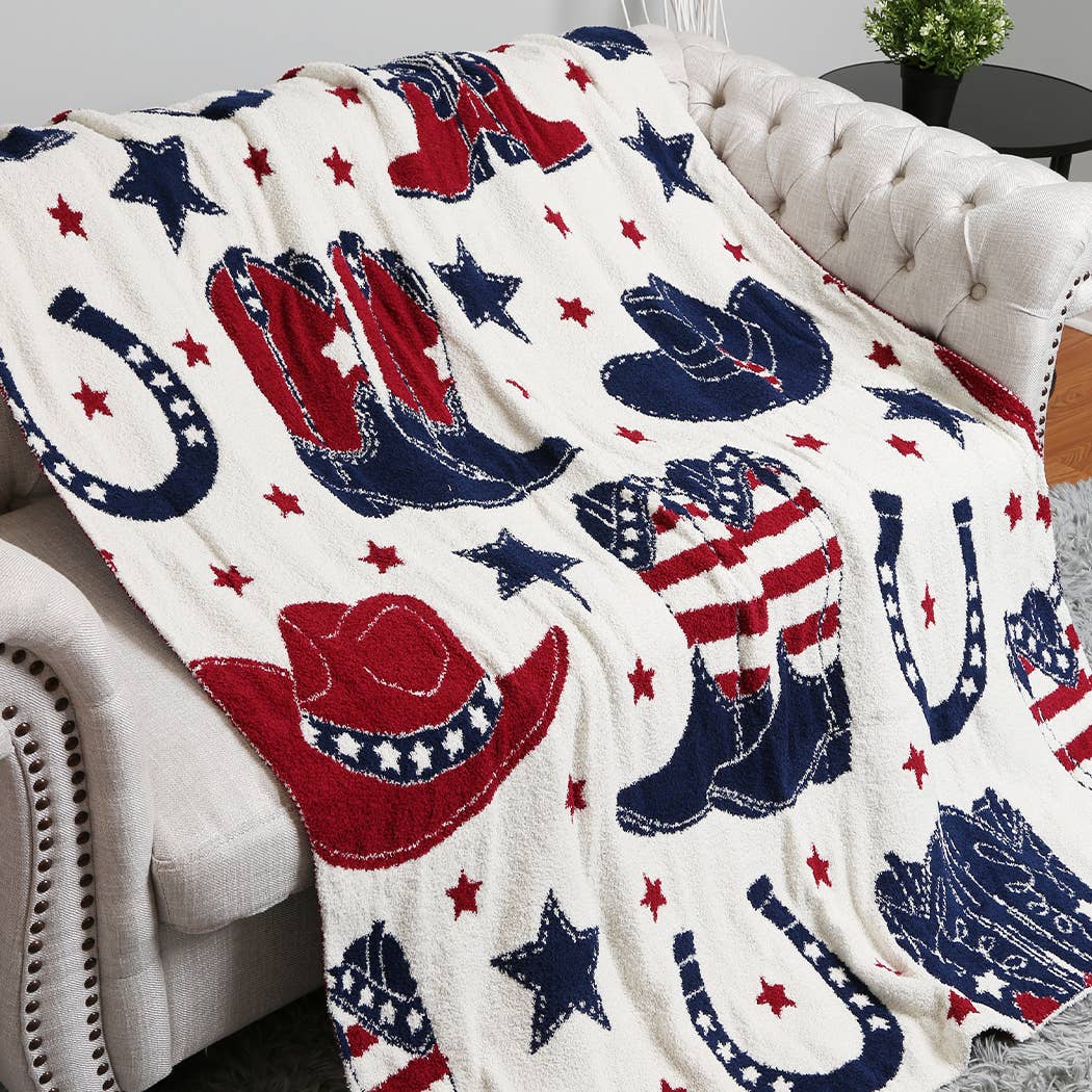 US Cowboy Boot Throw Blanket