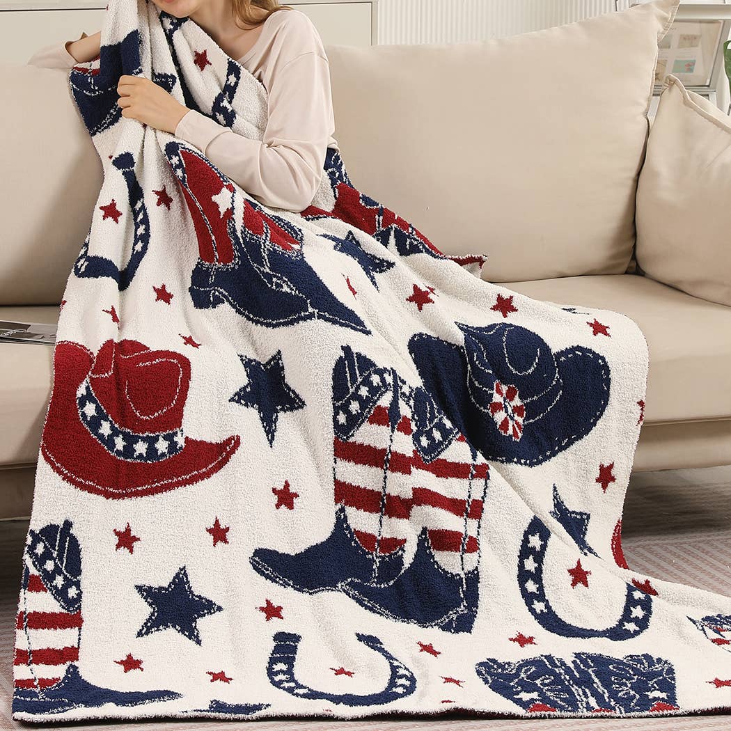 US Cowboy Boot Throw Blanket