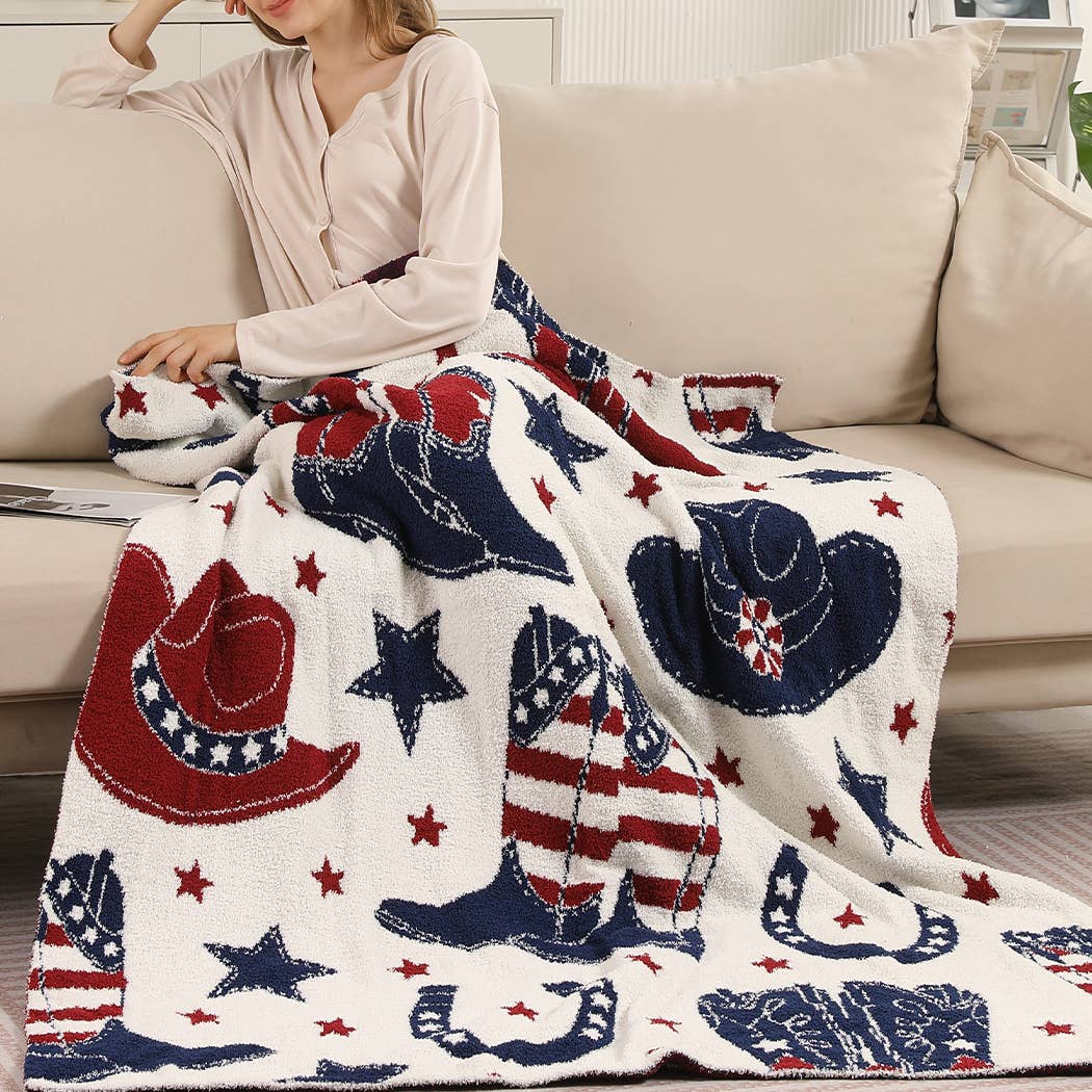 US Cowboy Boot Throw Blanket